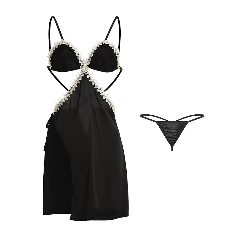 Bossman Hot Sexy Sleepwear Wholesale Lace Silk Slip Dress Women Nighties