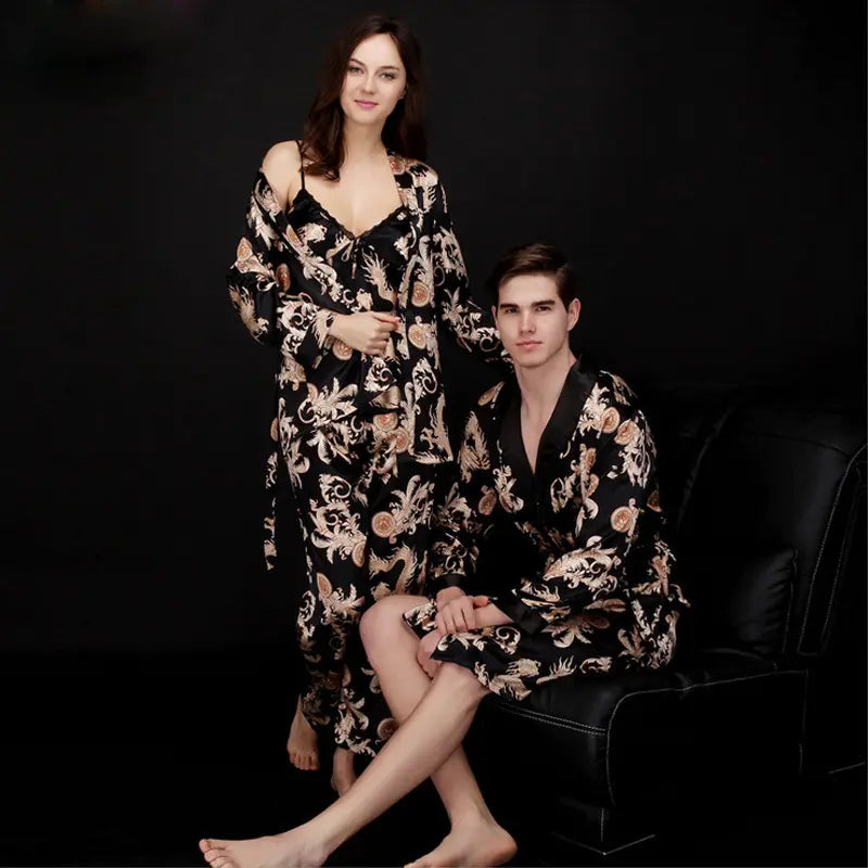 Valentines Day Gift Spring And Autumn Pajamas For Couple Breathable Long Sleepwear Lovers Pajamas Set sleep wear for couples