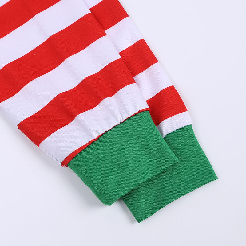 Bosmay Custom Printed Blank Polyester Christmas Pyjamas Set Striped Family Christmas Pajamas