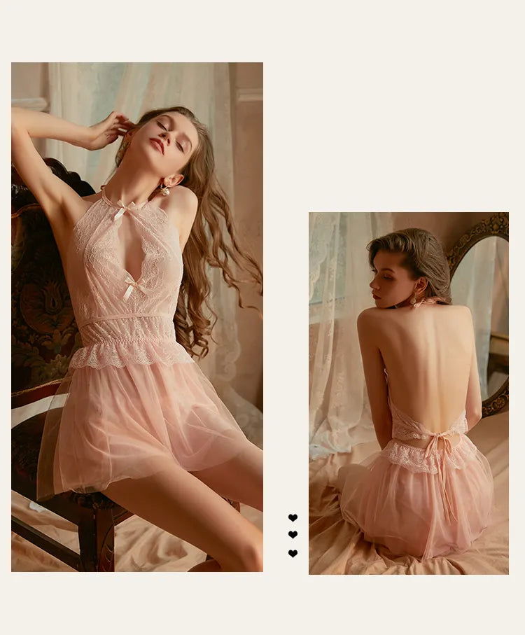 Valentines day gift women's sleepwear sexy ladies vintage fashion dress item sheer dress with thongs for women
