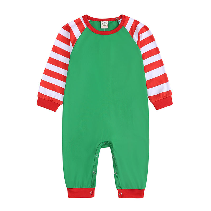 Bosmay Custom Printed Blank Polyester Christmas Pyjamas Set Striped Family Christmas Pajamas