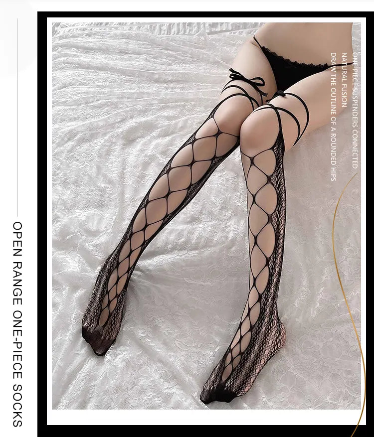Bossman China Wholesale Diamond Big Hole Seamless Lace Up Long big fat sexy women Net designer stockings