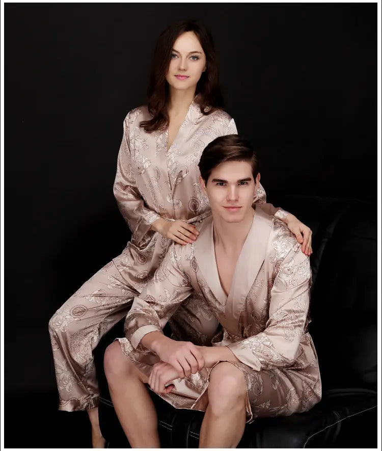 Valentines Day Gift women and men Home wear Robe female pajamas nightgown couple bathrobe thin breathable V-neck sleepwear
