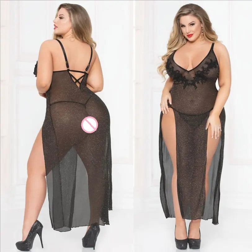 Bossman Hot sale on sexy lingerie transparent long nightwear lingerie women plus size lingerie