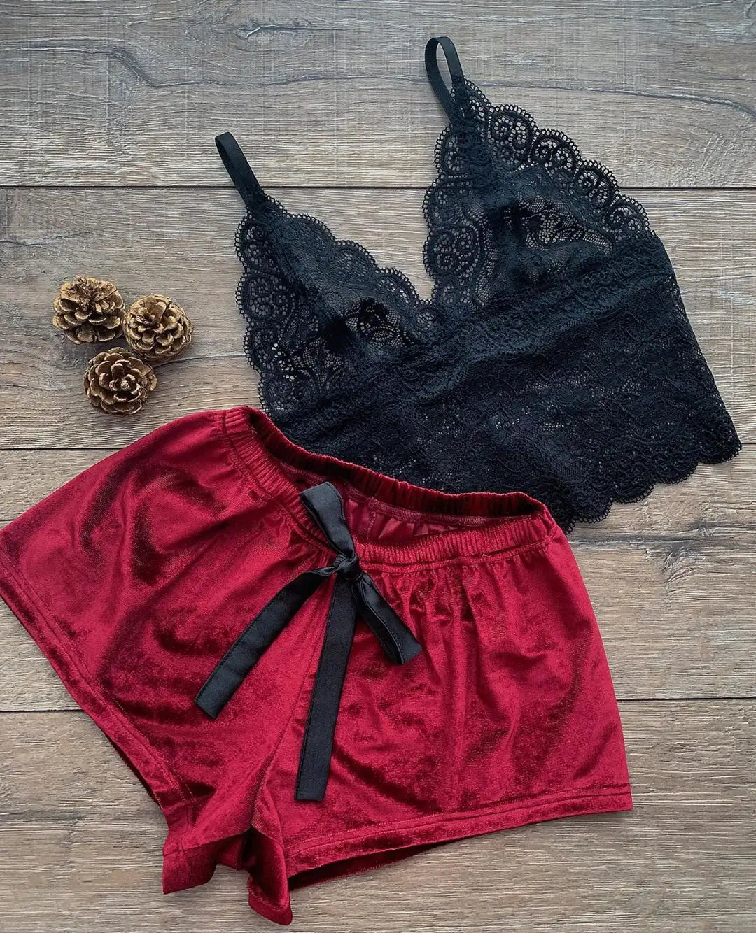 Bossman New Arrival Sexy Velvet Women Pajamas Erotic Lace Bra Set Sexy Lingerie