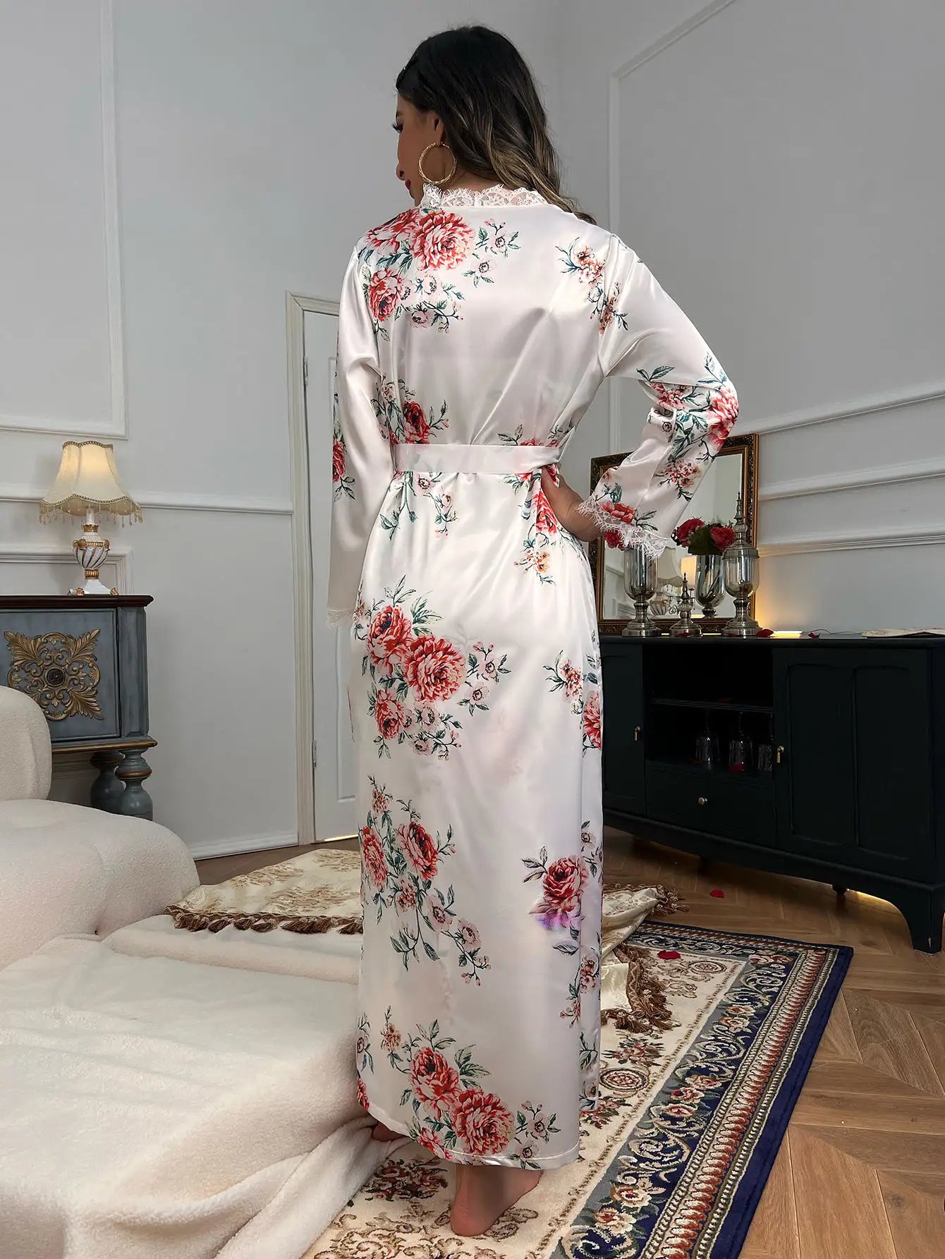 womens sexy underwear Bossman Mature sexy ladies white printed satin lace waist pajamas set bridesmaid dresses