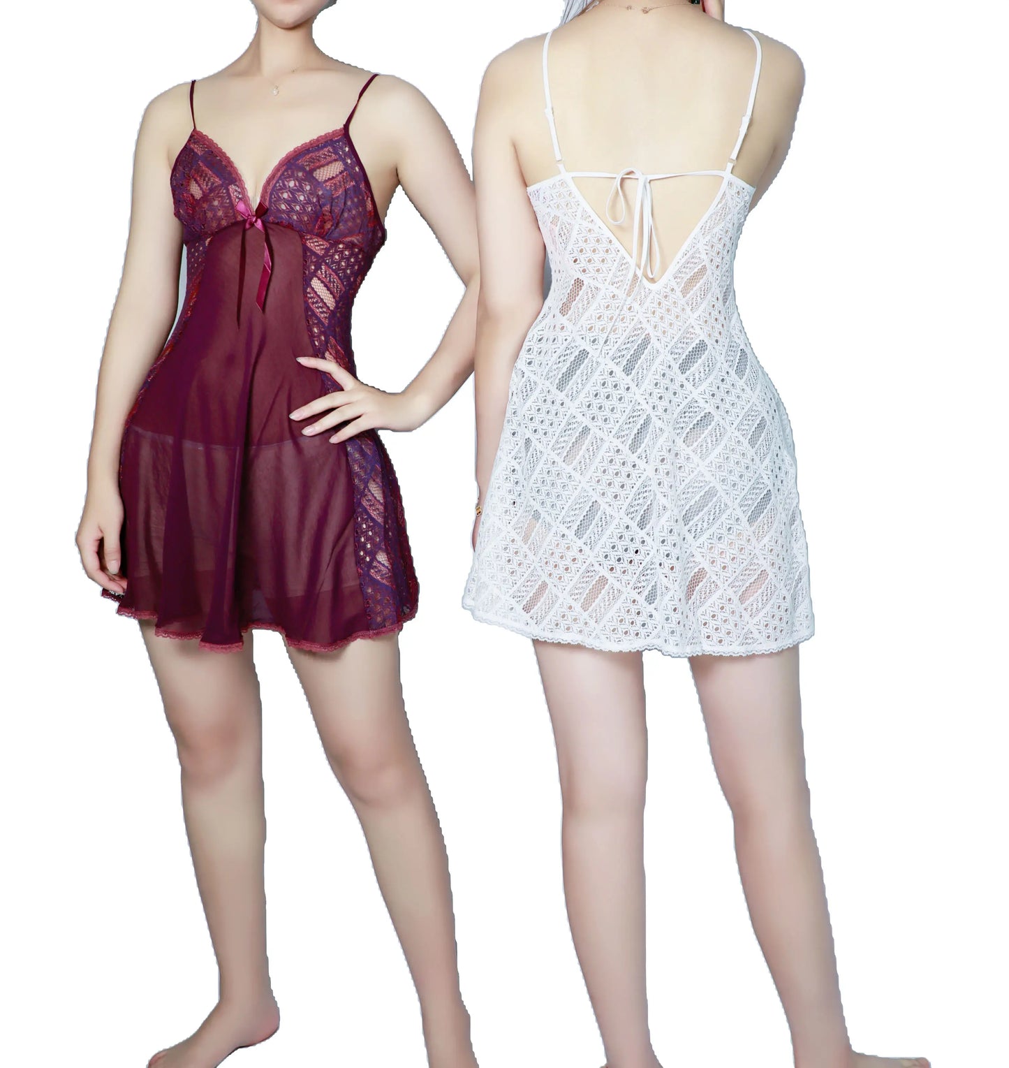 Bossman New Design Embroidery Chiffon Leisure Wear Transparent Lace Gallus Hollow Out Backless Night Skirt Sexy Lingerie