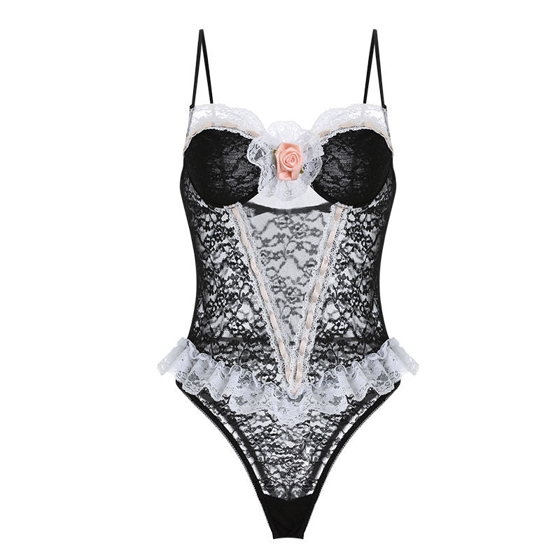 BOSSMAN Lingerie Manufacturer Wholesale Open Crotch Lingerie Lace Bodysuit Sexy Nighties Teddy