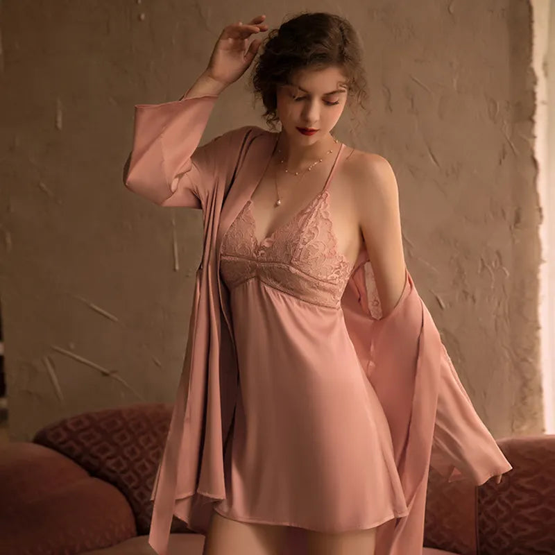 Bossman lingerie erotic casual pajamas woman nightgown robe satin mixed used women's plus size sleepwear women's bathroom robe