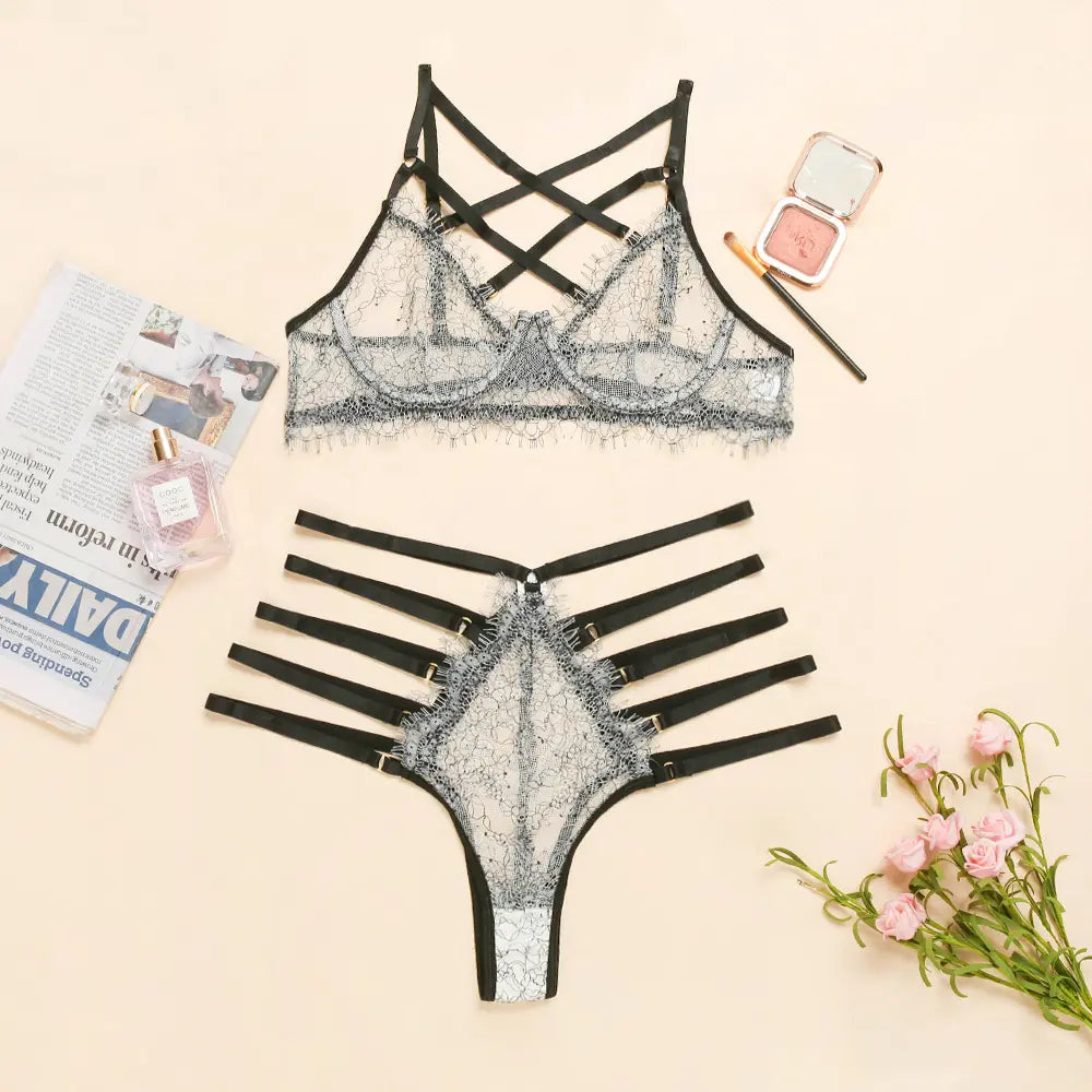 Bossman Hot Fashion Style See-through Women Sexy Lace Underwear Suits Lady Sexy Lingerie Set