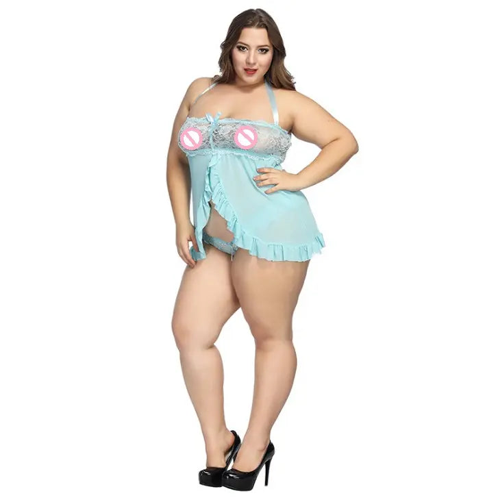womens sexy underwear Bossman Fat women sheer lace plus size sleepwear dress ladies sexy babydoll lingerie plus size women's dresses bra
