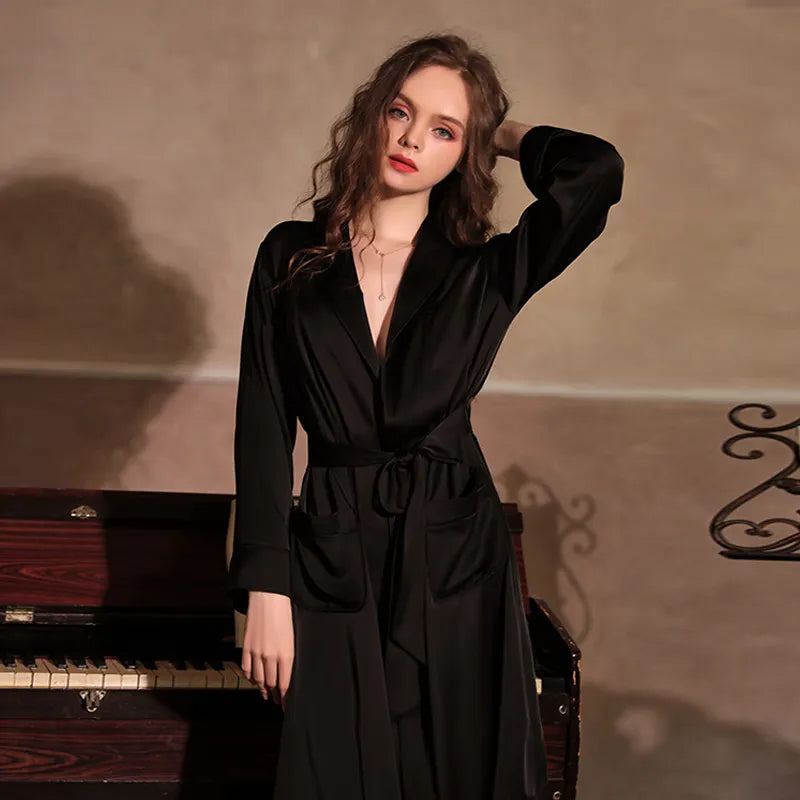 Bossman imitated silk women's plus size sleepwear woman nightgown robe lingerie erotic casual pajamas women's bathroom robe