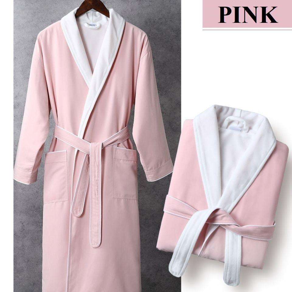 Bossman Double Layer Wholesale Lapel Collar Bathrobe Plush Lined Double Layer Microfiber Spa Robe