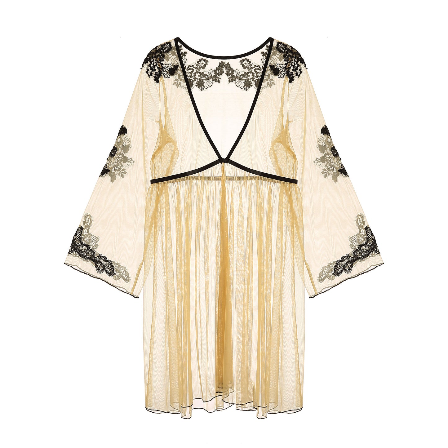 Bossman New Fashion High Quality Women Transparent Sheer Mesh Embroidery Lace Robe