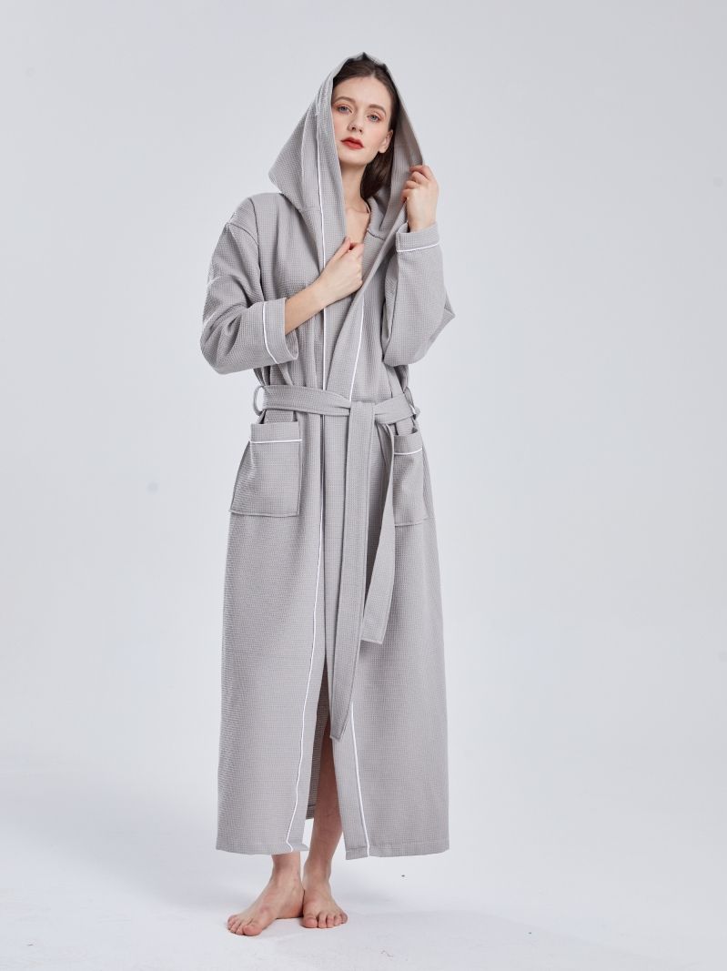 Wholesale Ladies Pink White Sleepwear Waffle Dressing Gown Bath Robe Bathrobe For Women