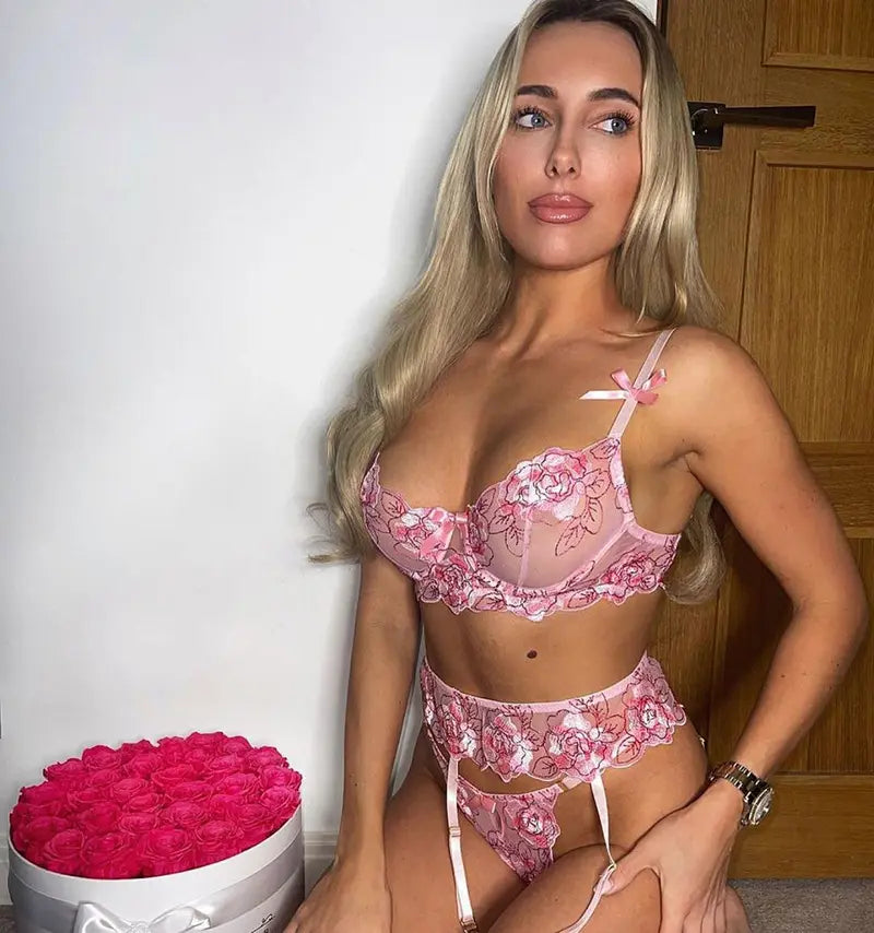 Sfy1129 Girly sexy underwear Hot satin lace stitching underwear set pajamas cute lingerie set