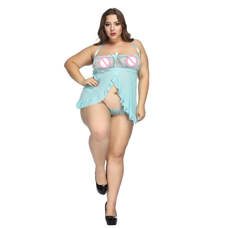 womens sexy underwear Bossman Fat women sheer lace plus size sleepwear dress ladies sexy babydoll lingerie plus size women's dresses bra
