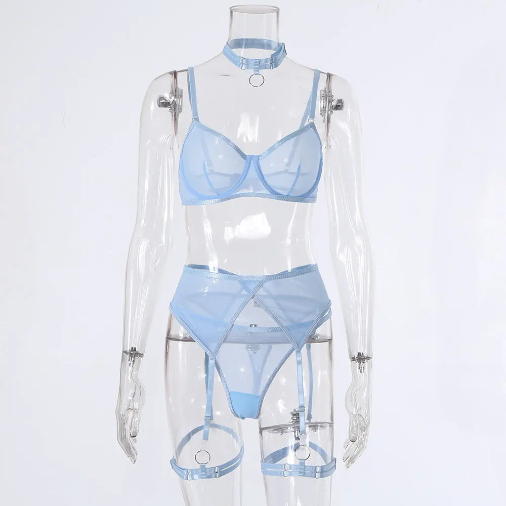 Bosmay 2023 New Fashion Bondage Transparent Lace Mesh Garter Erotic Lingeries For Sex Sexy Mature Women