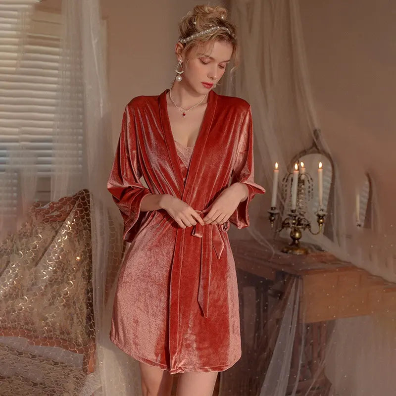 Women's pajamas young sexy girl sexy pajamas women's robe long suspender skirt