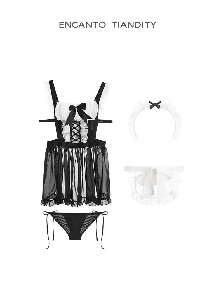 Bossman Sexy Women's Open Erotic Underwear Black And White Stitching Ladies Bag Hip Uniform Temptation Backless Underwear