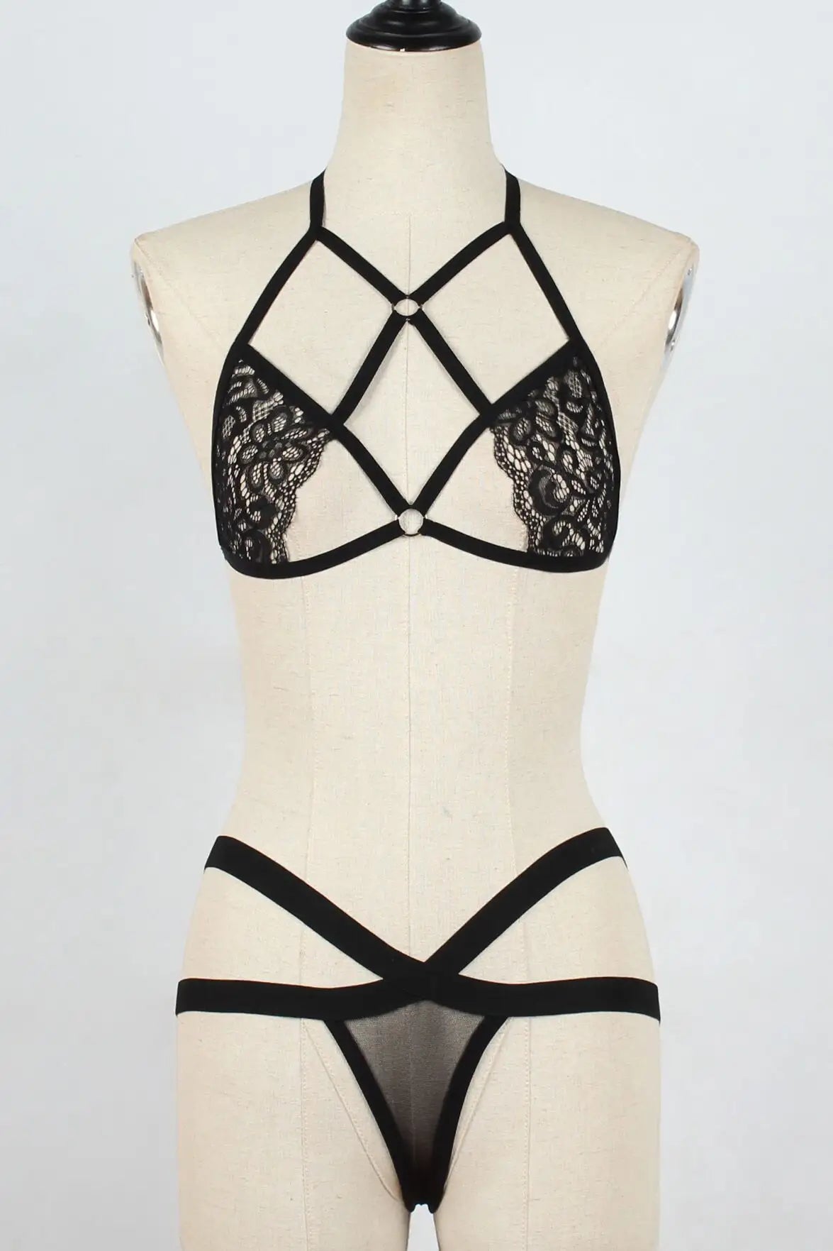 Bossman New arrival high quality erotic tease see black hollow out sexy women lingerie transparent lace sexy bra set