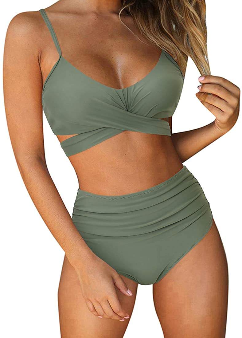 womens sexy underwear Bossman Women Cross High Waisted String Floral Printed 2 Piece Bathing Suits summer women solid bikini strapping swimsuit bridesmaid dresses