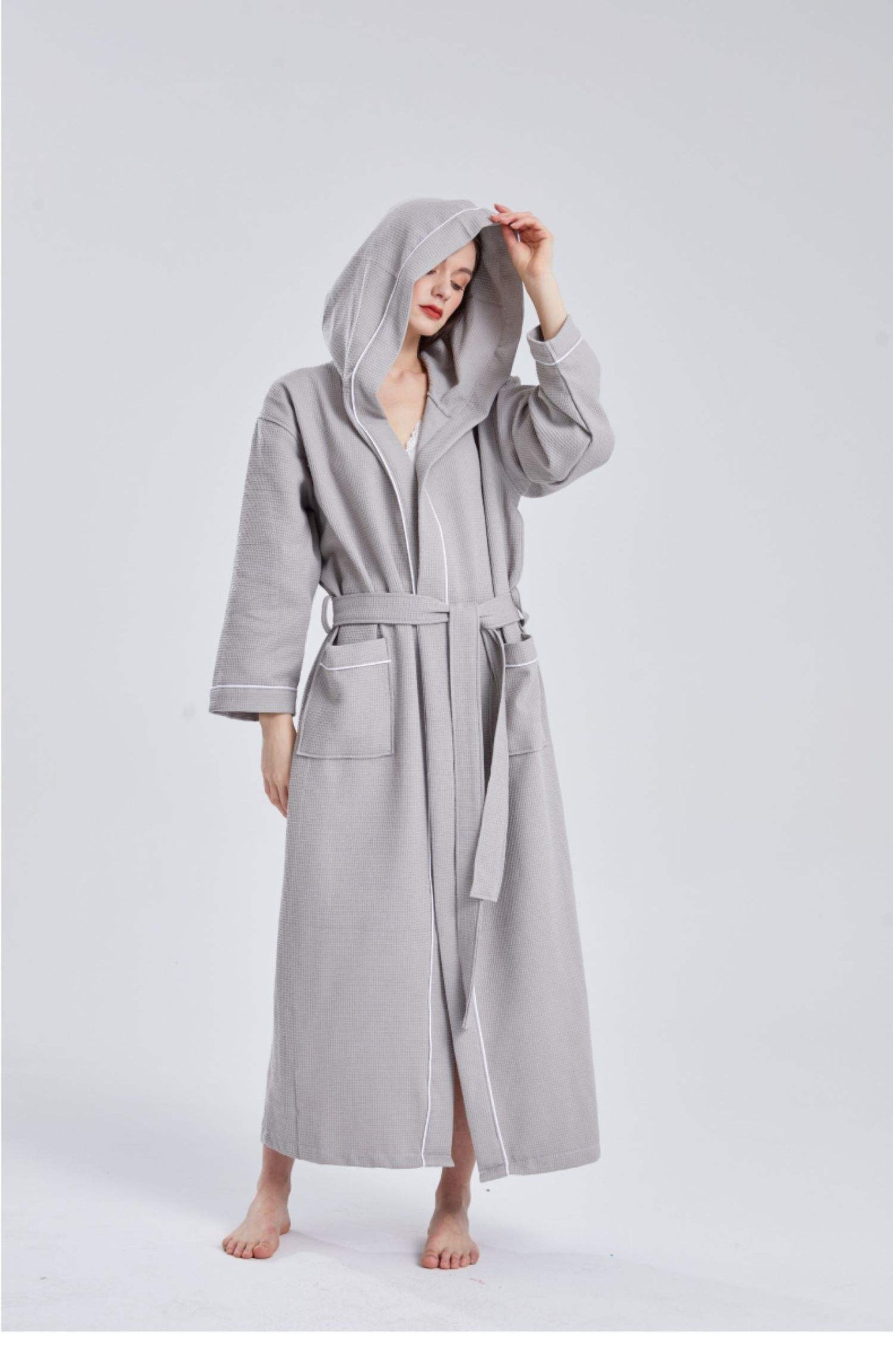 Wholesale Ladies Pink White Sleepwear Waffle Dressing Gown Bath Robe Bathrobe For Women