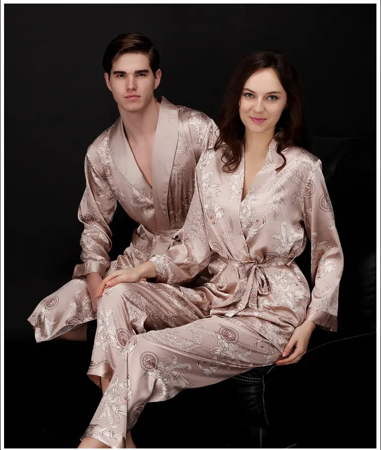 3pcs women Home wear Robe female pajamas nightgown couple bathrobe thin breathable women sleepwear