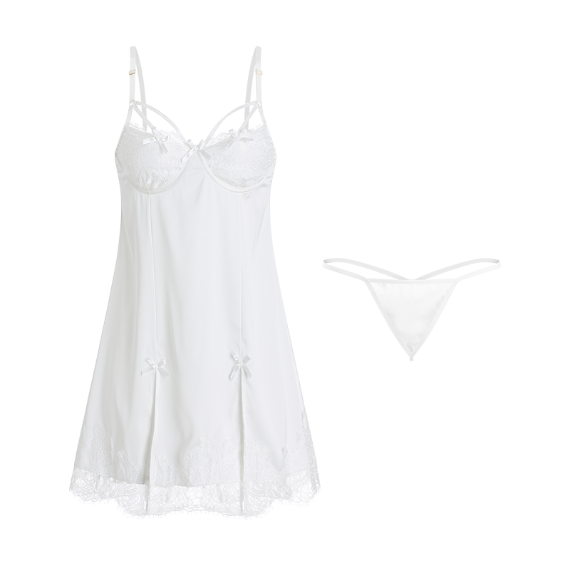 Bossman high quality sexy lingerie hot transparent lace babydoll backless dress sexy nighty short slip lingeries womens sexy und