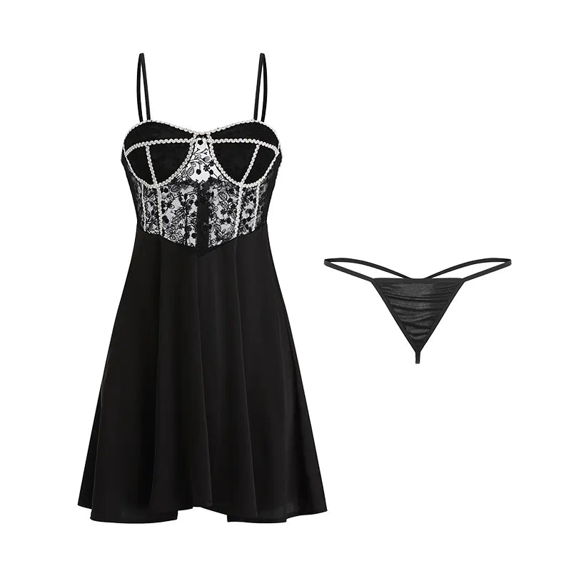 Bossman New Hot Sexy Court Style Embroidery Lace Patchwork Night Dress Lounge Wear