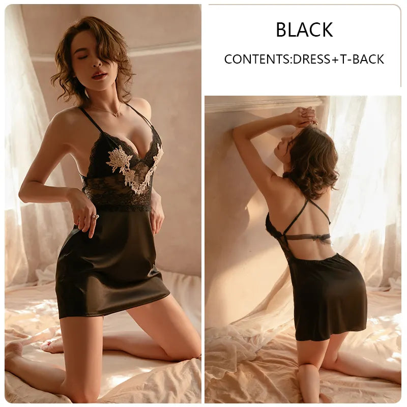 Valentine's Day Genuine Sleep Dress Nightwear Robe Ruffle High Woman Sexy Lingerie Maid Costume Sexy lingerie