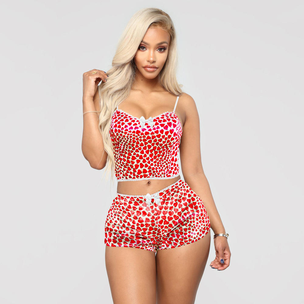 Bossman Luxury Two Piece Velvet Printing Sets Sexy Velour Sleep Wear Tops And Shorts Sleepwear Velvet Pajamas Set For Women