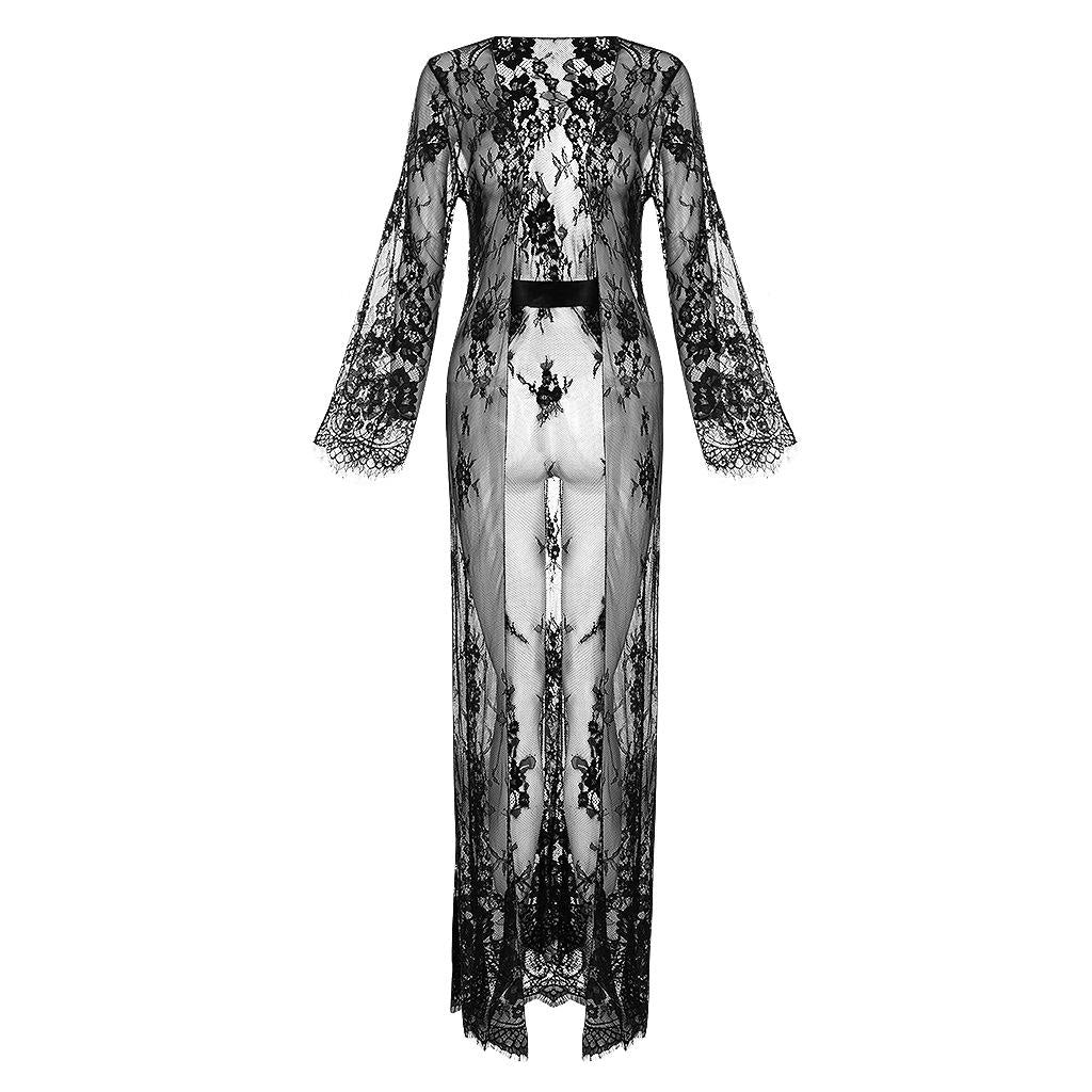 Bossman Lace Bathrobe Loose And Comfortable Long Skirt Perspective Sexy Big Size Fat Can Wear Ladies Sexy Underwear