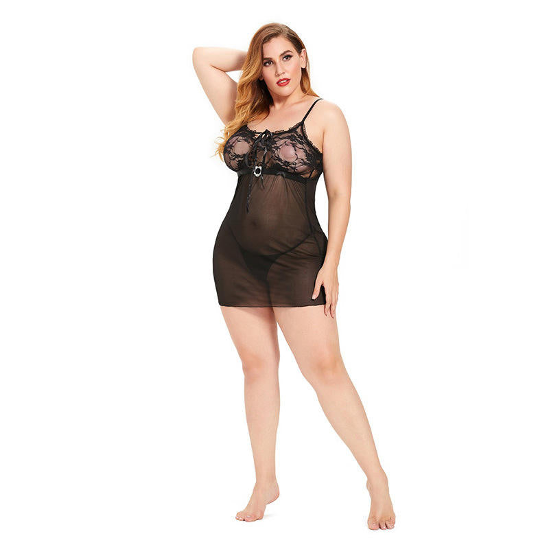womens sexy underwear Bossman Good Selling Plus-size See-through pure color Long Lace Dress Woman Dress plus size women's dresses bra