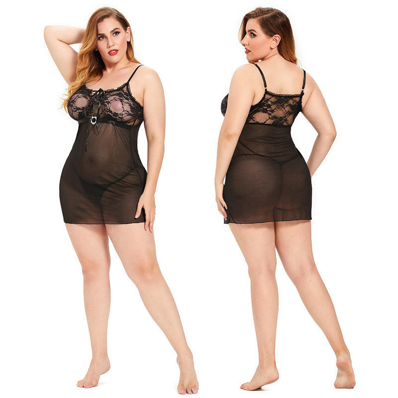 womens sexy underwear Bossman Good Selling Plus-size See-through pure color Long Lace Dress Woman Dress plus size women's dresses bra