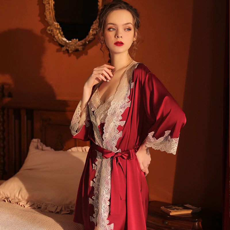 Bossman lure three pieces half slip thong robe set mature ladies sexy underwear lingerie girls lace underwear erotic lingerie