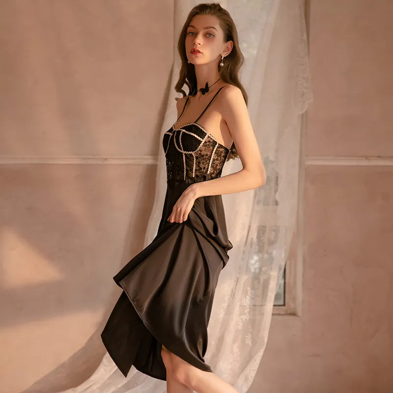 Bossman new design sexy long backless babydoll dress with hollow out design lingeries womens sexy underwear