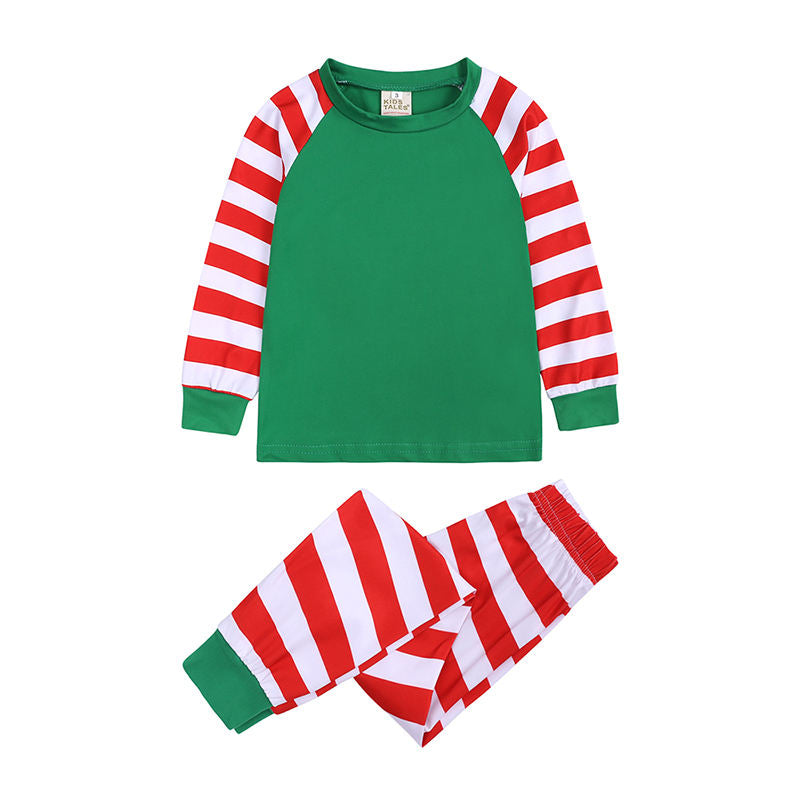 Bosmay Custom Printed Blank Polyester Christmas Pyjamas Set Striped Family Christmas Pajamas