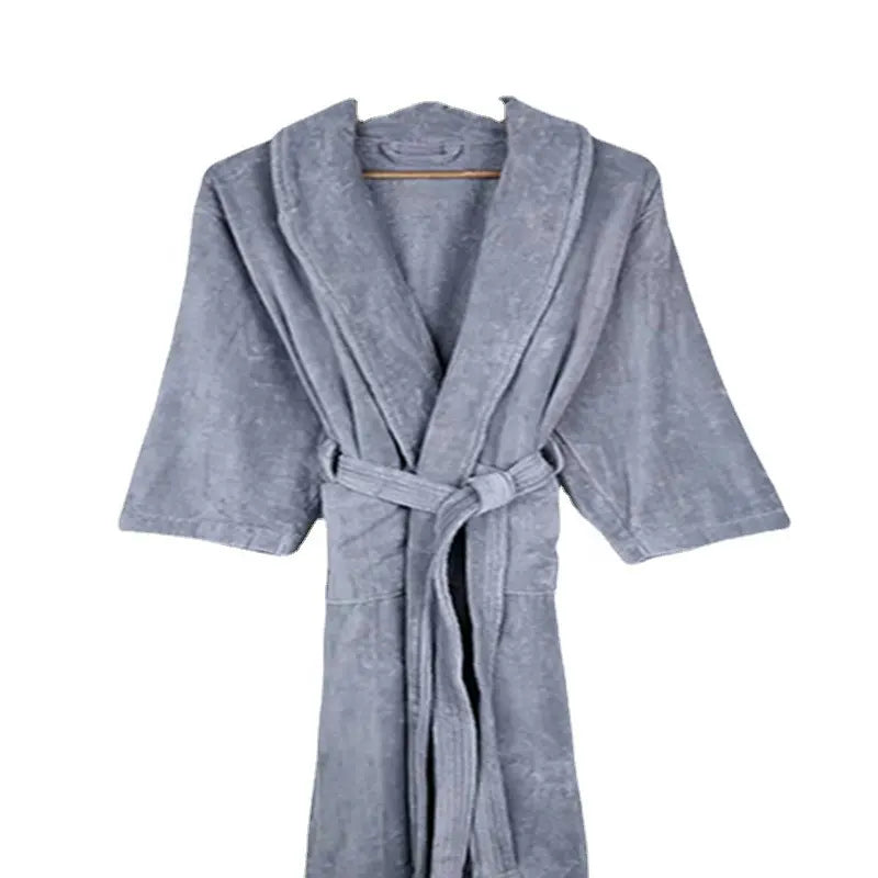 Bossman Bathrobe Pure Cotton Cut Velvet Home Warm Couple Water-Absorbing Quick Drying Classic Traditional Nightgown