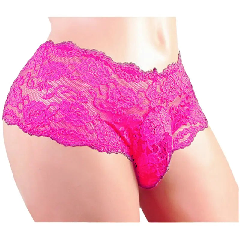 Bossmay Mens Sexy See-Through Thong Big Pouch Panties Briefs Bulge Sexy Underwear Low Waist Briefs Gay Lace Underpants