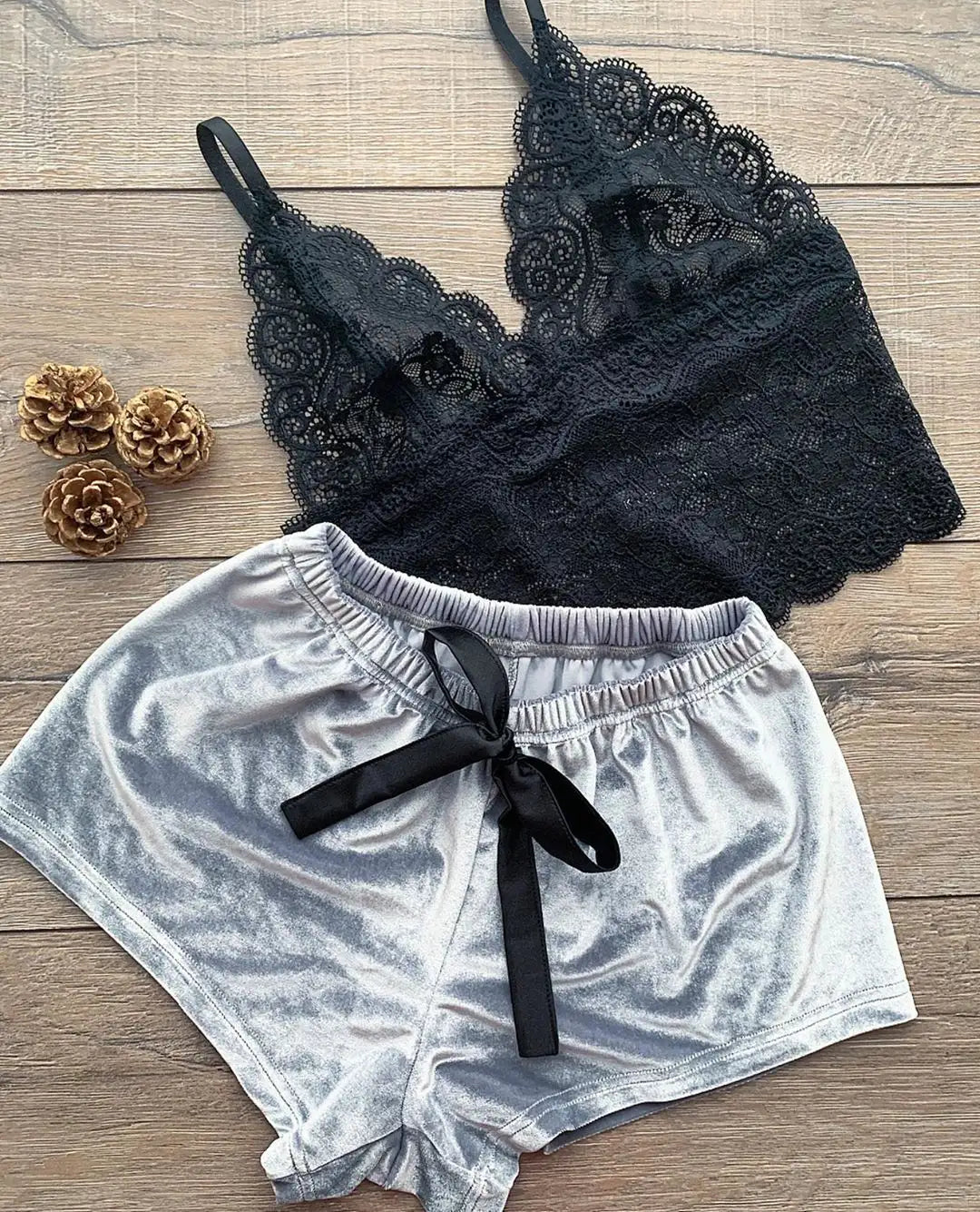 Bossman New Arrival Sexy Velvet Women Pajamas Erotic Lace Bra Set Sexy Lingerie