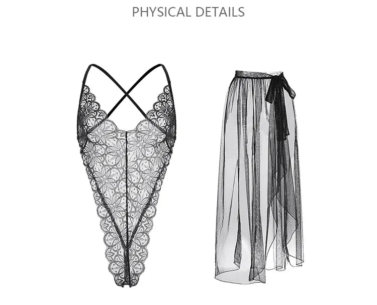 Valentine's Day Outfit white glamorous wedding dress role play transparent lace uniform sexy lingerie bridal
