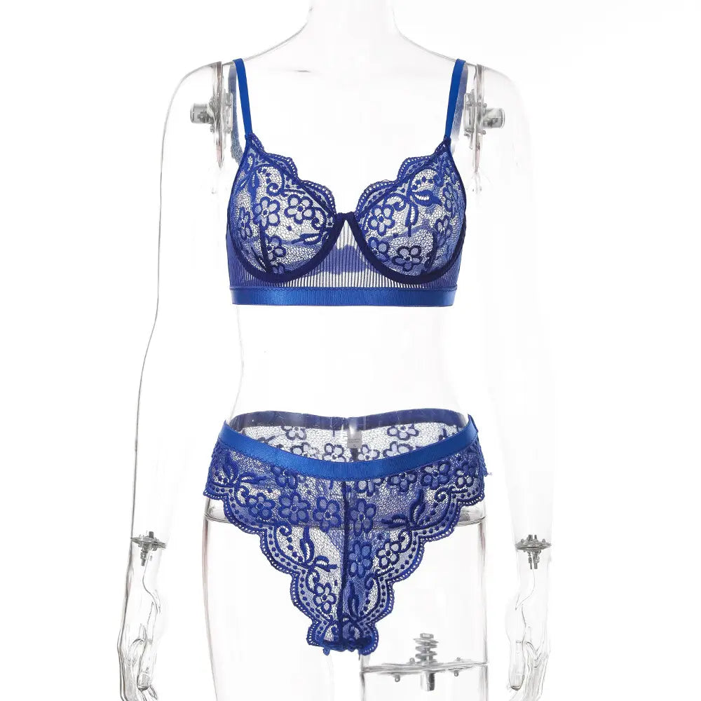 Bossman 2022 Hot Sell Sexy Women Transparent Erotic 2 Piece Lace Set Sexy Lingerie Set