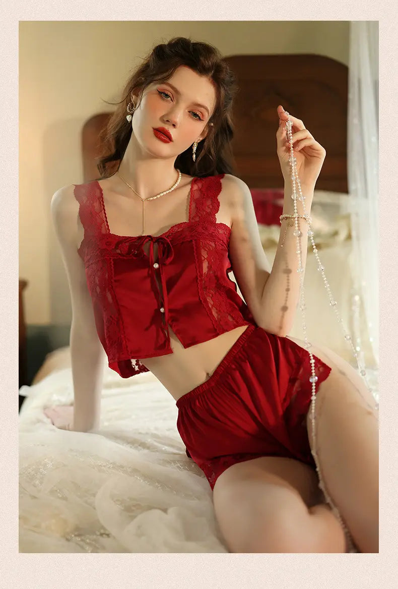 sexy dresses Valentines pajamas two piece pajama set womens nightwear gown Printed pjama sleepwear couples pajama