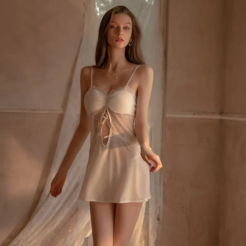 Bossman Hot Sexy Court Style Embroidery Lace Patchwork Night Dress Women Sleepwear