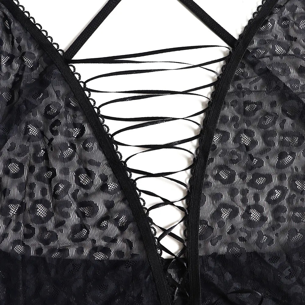 Bossman New design women plus size one-piece lace babydoll underwear leopard bodysuit lingerie girls clothing