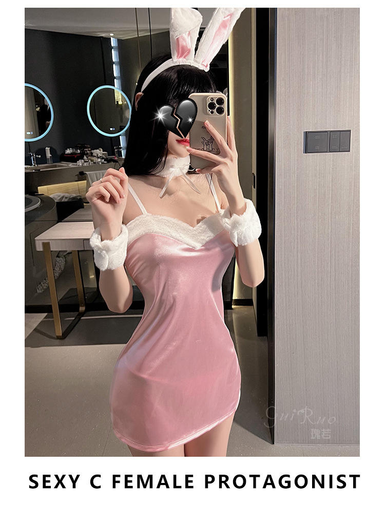 Bossman christmas role playing exotic camisole and short set with feather decoration lingeries womens sexy underwear