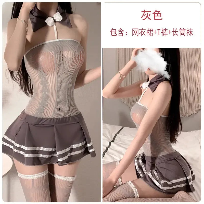 womens sexy underwear BSM8043 Sexy Lingerie Seduction Sexy Hollow Out Miniskirt Silk Stockings Lace Strap Skirt Waistcoat