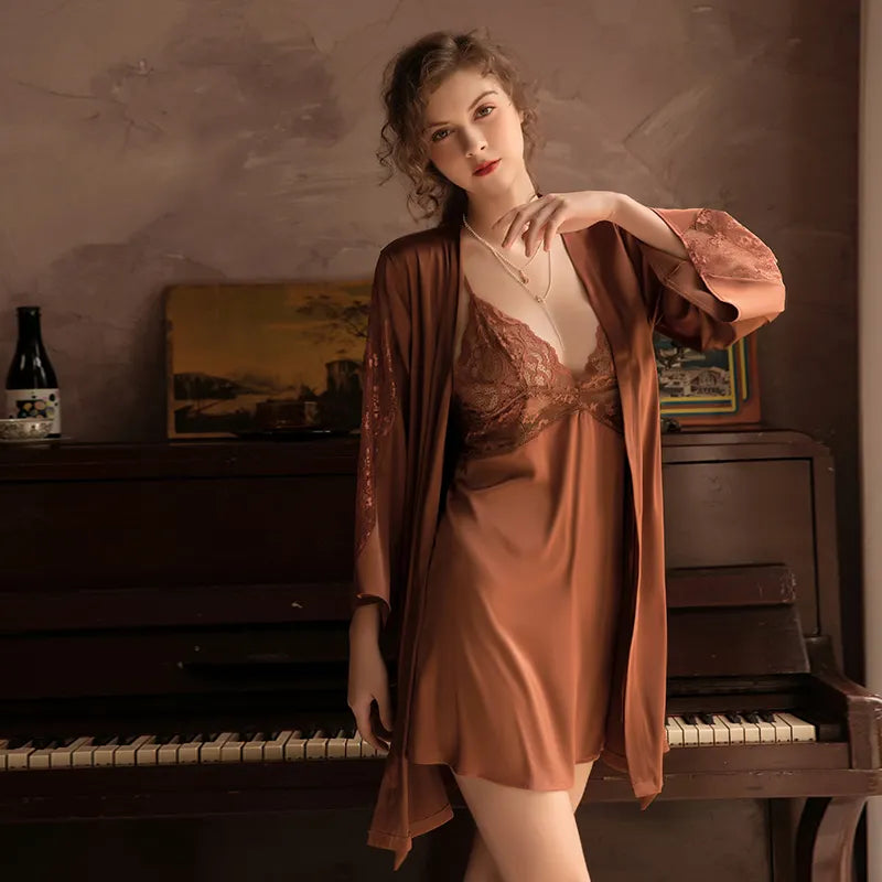 Bossman lingerie erotic casual pajamas woman nightgown robe satin mixed used women's plus size sleepwear women's bathroom robe