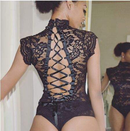Bossman See-through Binding Strip One-piece Manufacturers Direct Sexy Lingerie Bodysuit For Women
